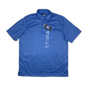 Men’s Large Greg Norman Play Dry Blue Pattern Polo Golf Shirt New wIth Tags